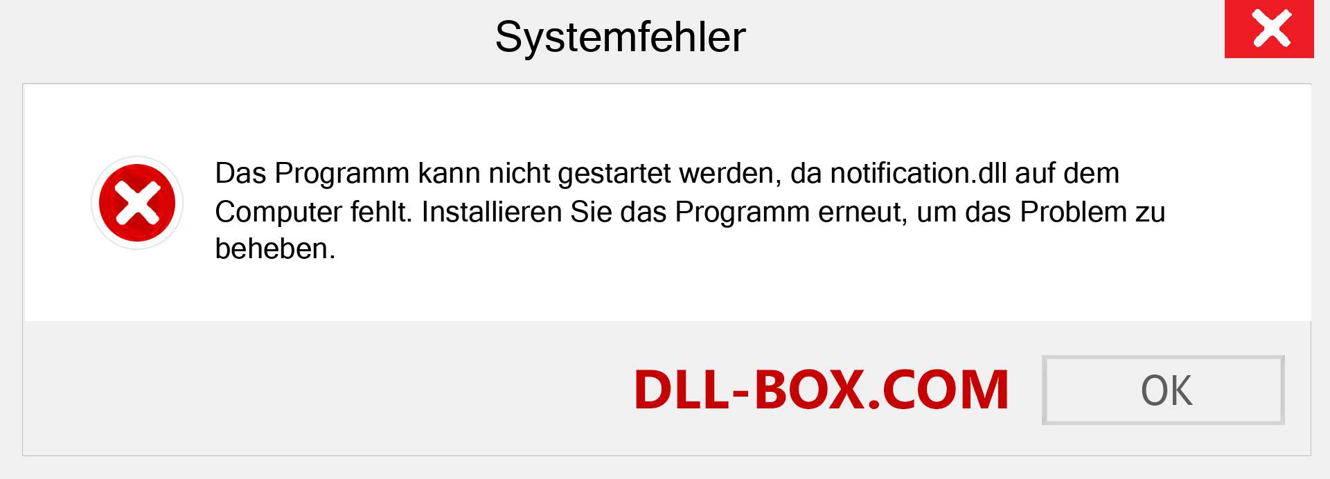 notification.dll-Datei fehlt?. Download für Windows 7, 8, 10 - Fix notification dll Missing Error unter Windows, Fotos, Bildern